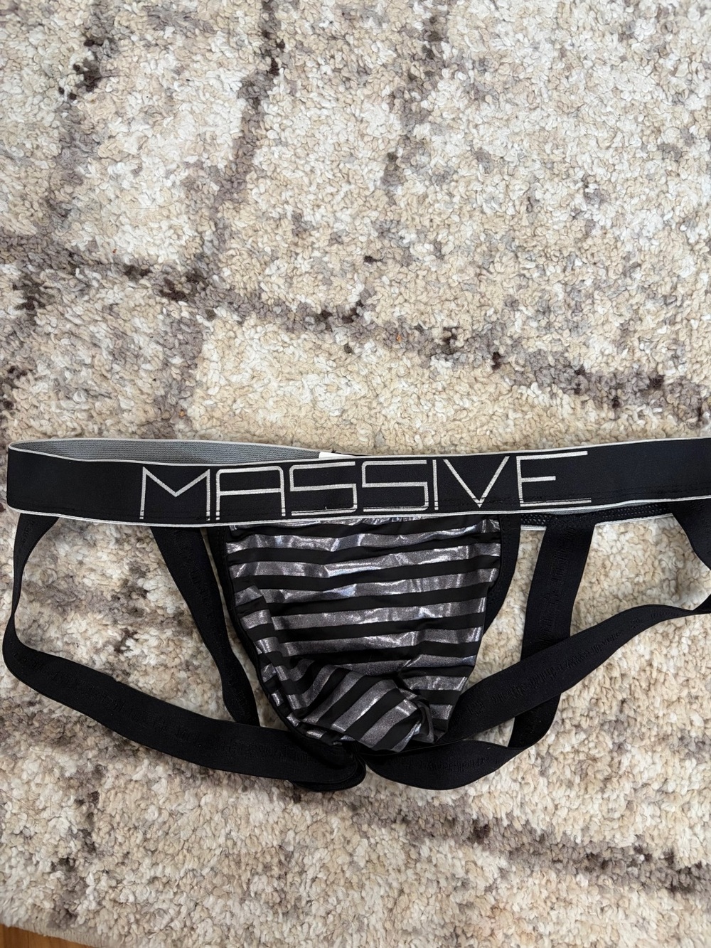 Andrew Christian Black & Silver Striped Jockstrap